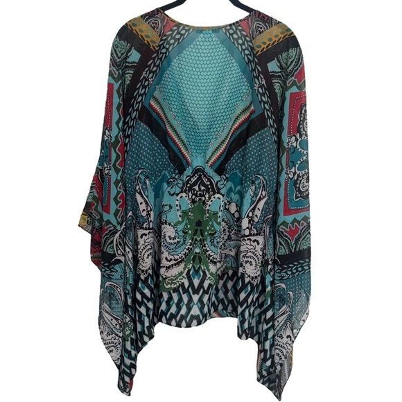 Boston Proper Multicolor Geometric Print Sheer Resort Vacation Swim Cover up M - Picture 5 of 10